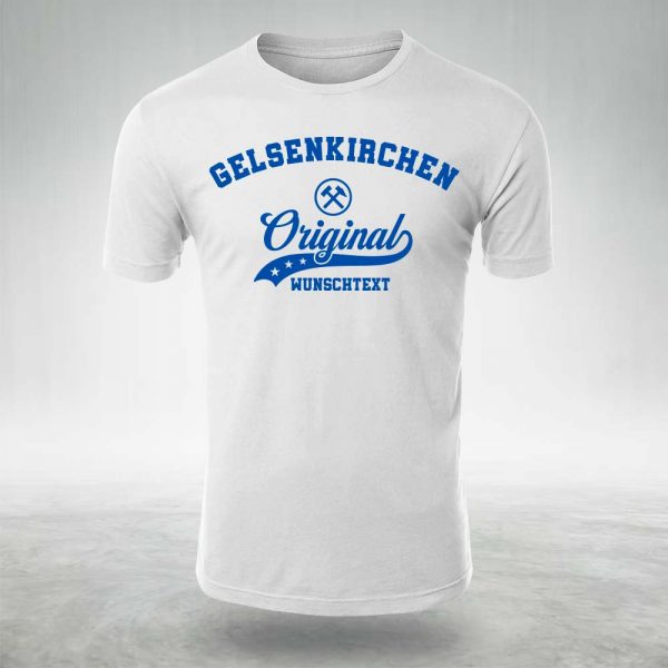 Herren-T-Shirt-Weiss-blau