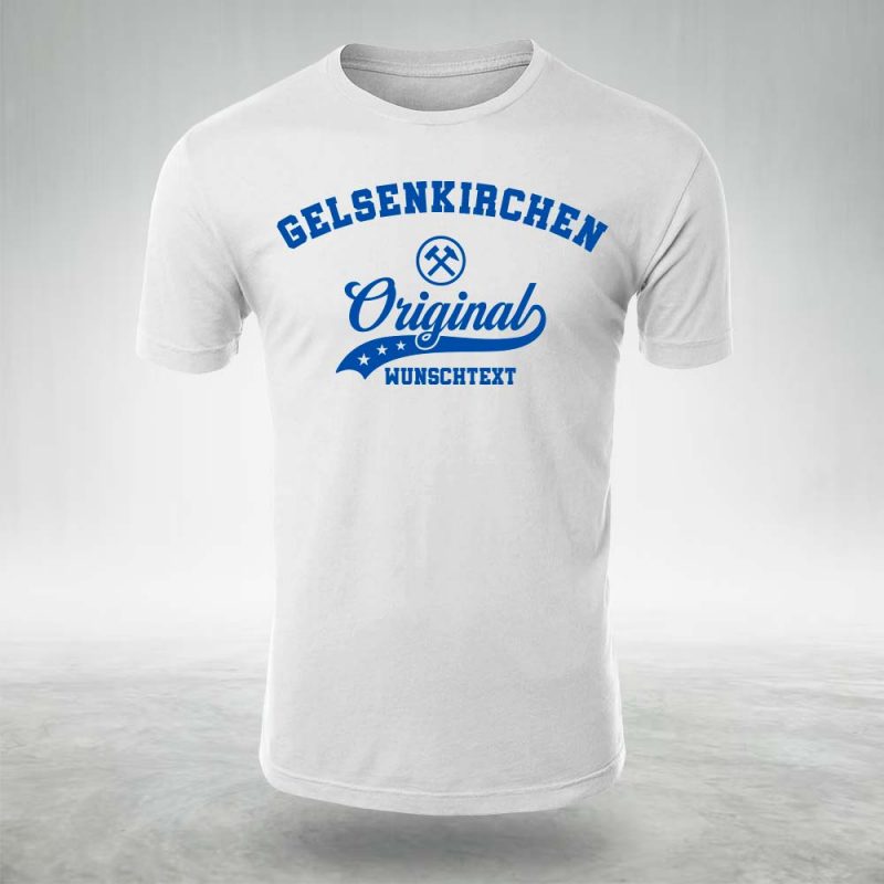 Herren-T-Shirt-Weiss-blau