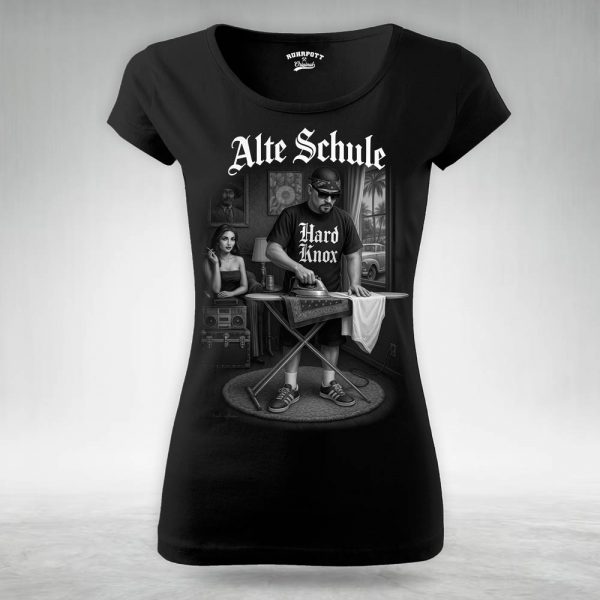 Frauen T Shirt Alte Schule schwarz