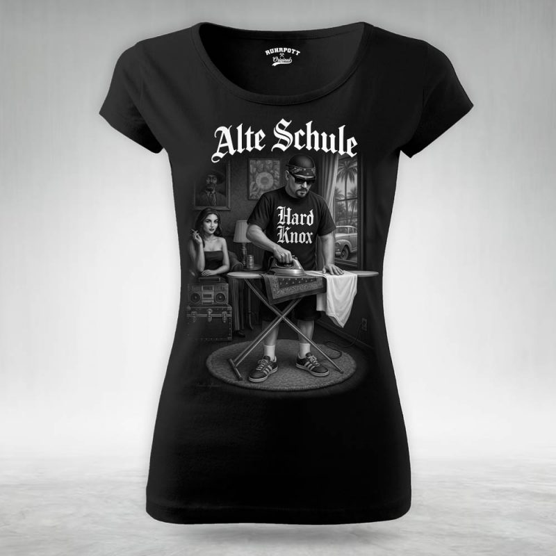 Frauen T Shirt Alte Schule schwarz