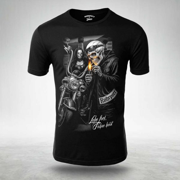 Lebe frei Fahre hart Männer T Shirt