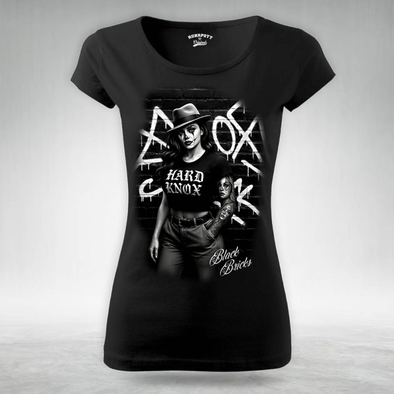 Frauen T Shir Black Bricks